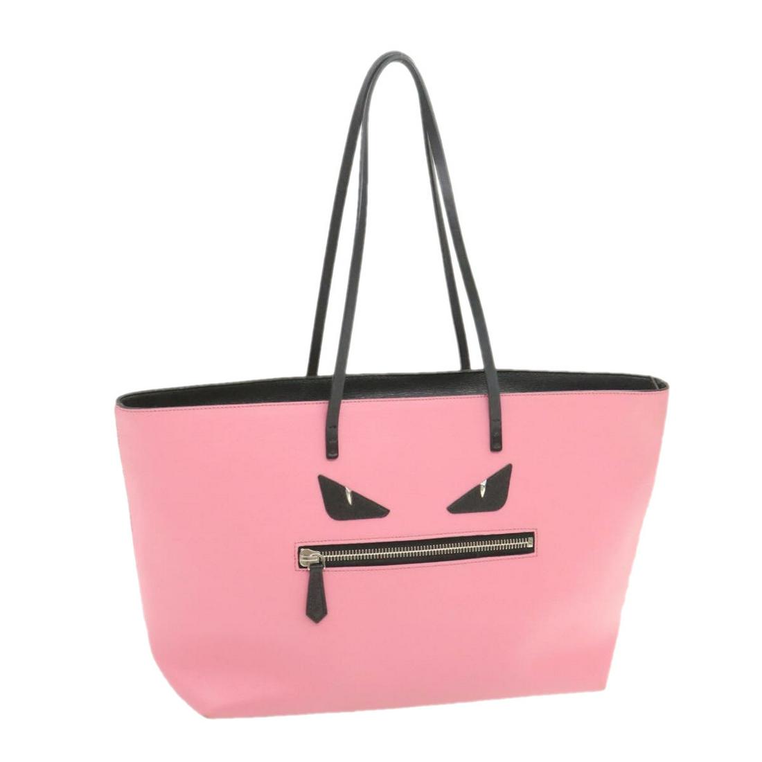 Authentic FENDI Monstar Tote Bag Pink PVC Leather: Brand: FENDI Style: Tote Bag Material: PVC Leather Color: Pink Made In: Italy Size (Inches): W13.77 x H10.62 x D5.9inch / Shoulder Drop 10.23inch(Approx) Exterior Condition: PVC Leather : stain s