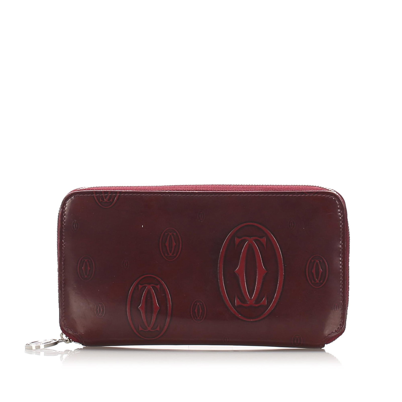Authentic Cartier Happy Birthday Leather Long Wallet: The long wallet features a leather body with zip closure and interior zip and slip compartments. Brand: Cartier Model: Happy Birthday Leather Long Wallet Origin: France Category: Long Wallets Color: R