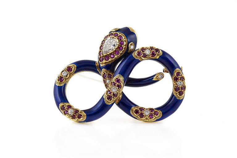 Authentic Nardi Blue Enamel Snake Brooch Nov 25, 2020 Bidhaus in NY
