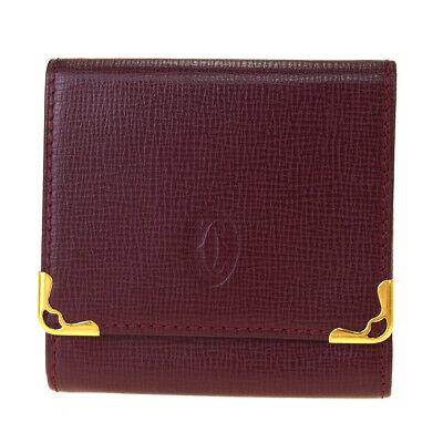 Authentic MUST DE CARTIER Bifold: Brand: MUST DE CARTIER Model: Bifold Country of Origin: Material: Leather Color: Bordeaux Size (Inch): W3.1X H3.1X D0" Size (CM): W8X H0X D0Cm All Bidhaus items come with a 100 % money-back authentici