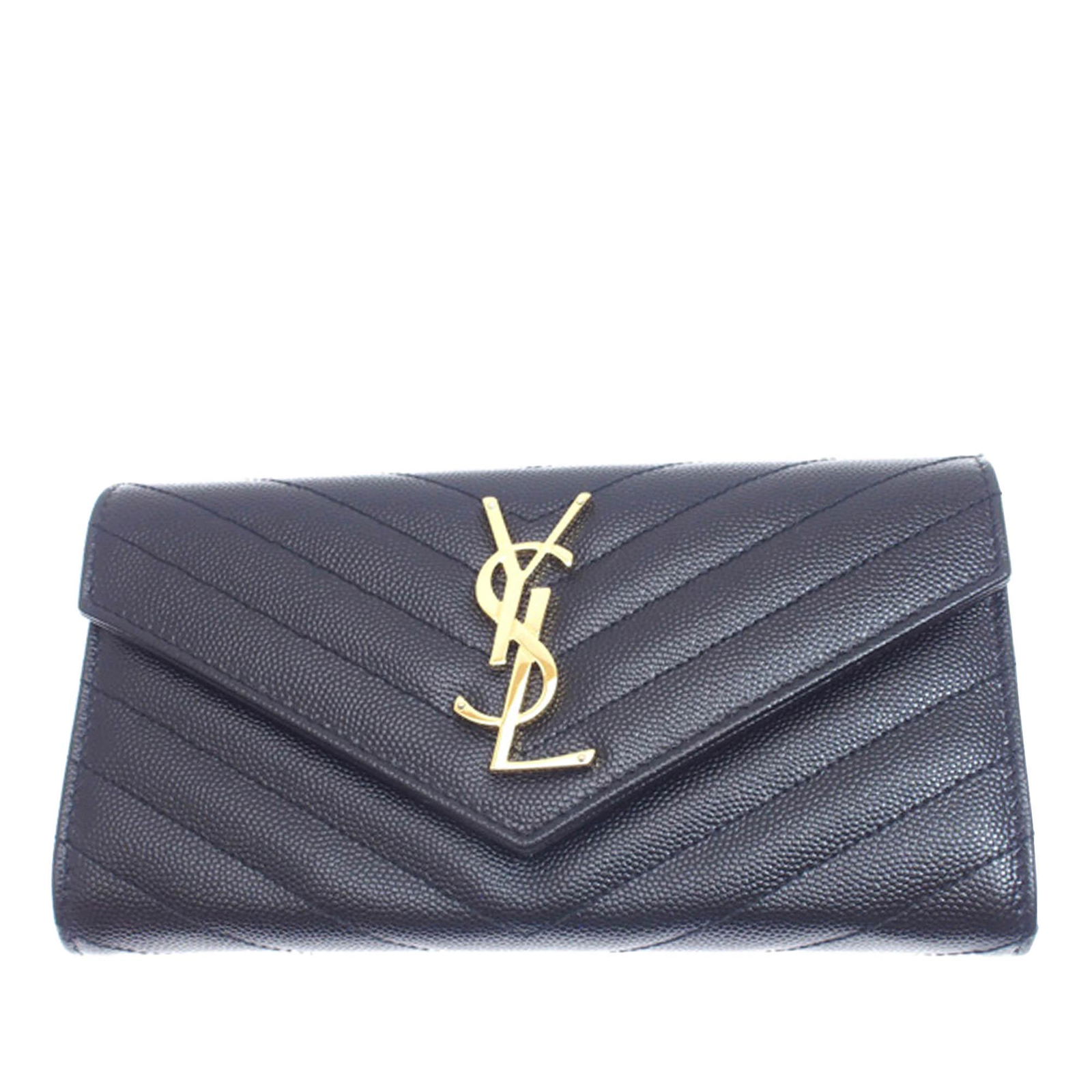Authentic YSL Monogram Leather Wallet: This long wallet features a leather body a top flap with snap button closure and interior zip compartment and interior slip pockets. Brand: YSL Model: Monogram Leather Wallet Origin: France Category: