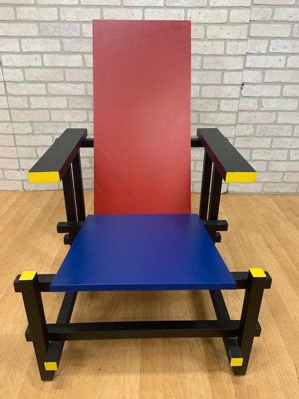 Mid Century Modern Gerrit Thomas Rietveld Cassina Style: Mid Century Modern Cassina Styled 635 Red and Blue Armchair by Gerrit Thomas Rietveld The legendary red and blue chair is probably best known as the Rietveld chair. Despite the sleek design featuring
