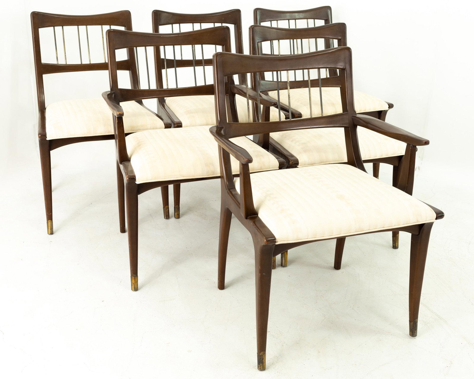 Paul McCobb Style Mid Century Dark Walnut Dining Chairs: Paul McCobb Style Mid Century Dark Walnut Dining Chairs - Set of 6 Each chair measures 22.25 wide x 23.5 deep x 33 high with a seat height of 19 inches and an arm rest height of 25 inches See Terms & 