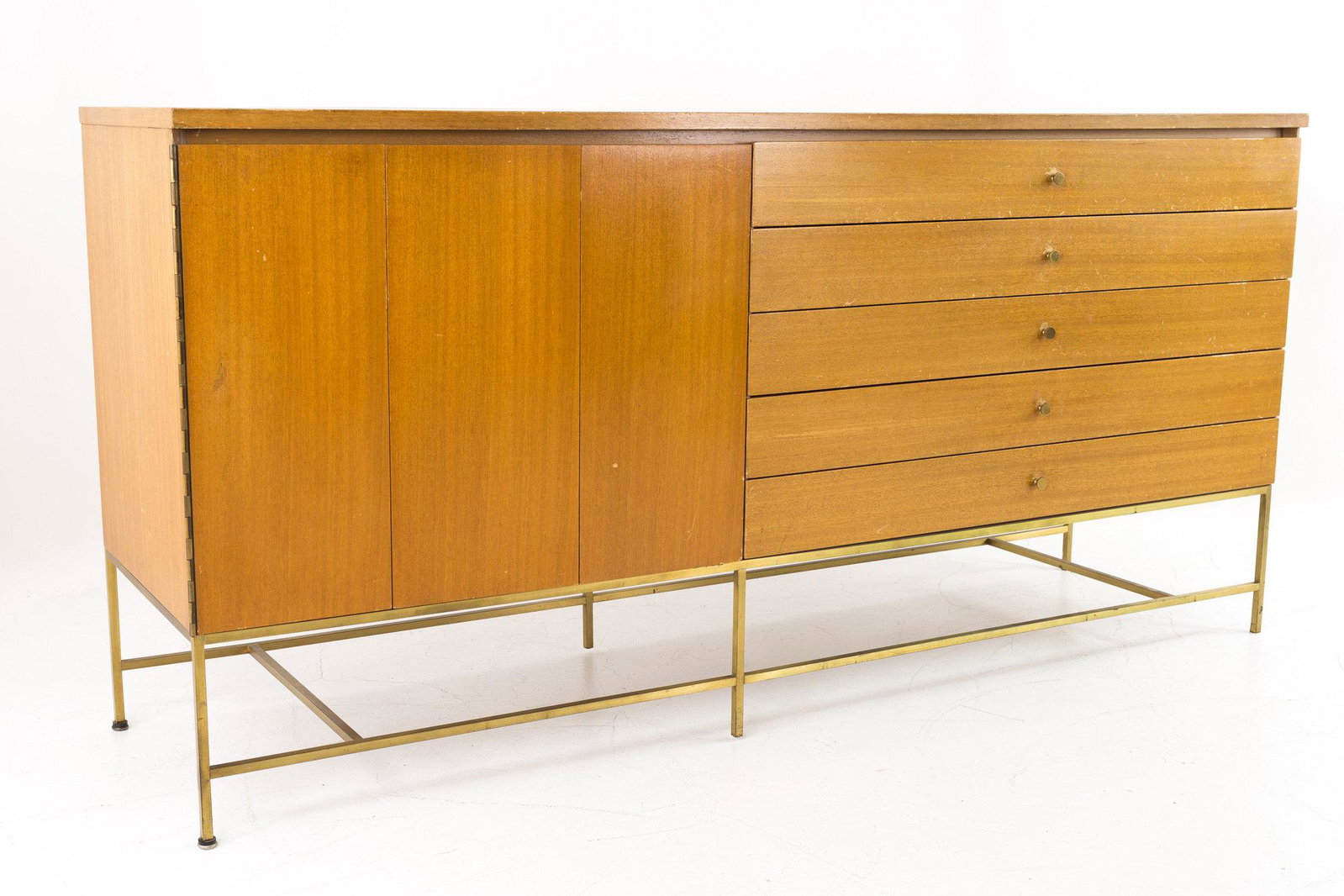 Paul McCobb for Calvin Irwin Collection Mid Century: Paul McCobb for Calvin Irwin Collection Mid Century Mahogany and Brass Buffet Sideboard Credenza 71.25 long x 19.25 deep x 34 high See Terms & Conditions or contact us for shipping rates. It is your r