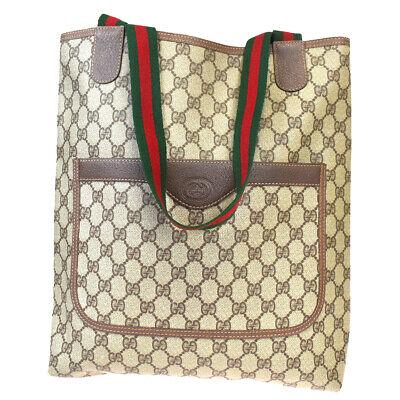 Authentic GUCCI Shoulder Bag: Brand: GUCCI Model: Shoulder Bag Country of Origin: Material: PVC Leather Color: Brown Size (Inch): W11.8X H14.2X D3.9" Size (CM): W30X H36X D10Cm All Bidhaus items come with a 100 % money-back authen