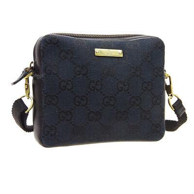 Authentic GUCCI Gg Crossbody Strap: Brand: GUCCI Model: Gg Crossbody Strap Country of Origin: Italy Material: Canvas Color: Black Size (Inch): W 5.7 x H 4.7 x D 1.2 " Strap Drop. 13.8 - 24.4 " Size (CM): W 14.5 x H 12.0 x D 3.0 cm Strap