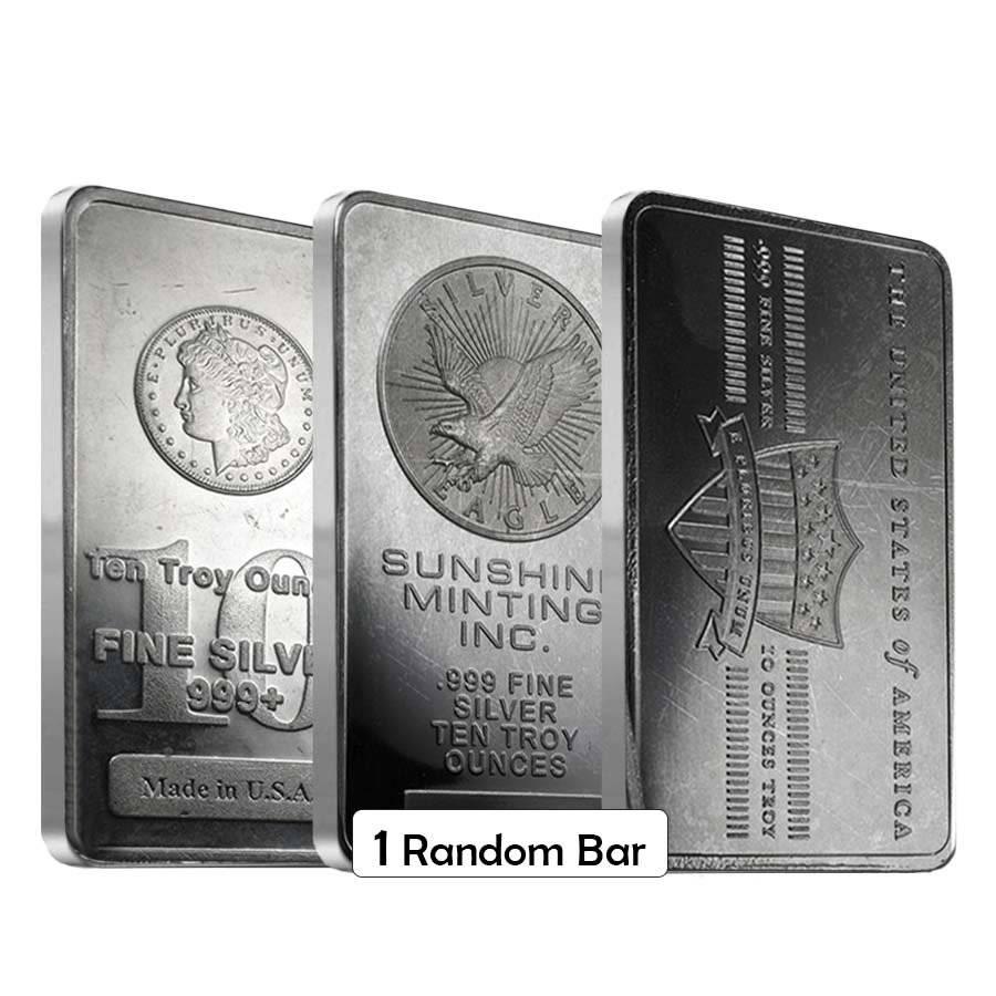 10 oz Generic Silver Bar .999 Fine: You are bidding on the total lot which includes 1 of the following item: 10 oz Generic Silver Bar .999 Fine These 10 oz generic silver bars are an ideal way to add silver to your precious metals inves