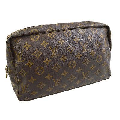Authentic LOUIS VUITTON Trousse Toilette 28 Cosmetic: Brand: LOUIS VUITTON Model: Trousse Toilette 28 Cosmetic Bag Country of Origin: France Material: Leather Color: Brown Size (Inch): W 10.6 x H 6.7 x D 3.1 " Size (CM): W 27.0 x H 17.0 x D 8.0 cm All Bi