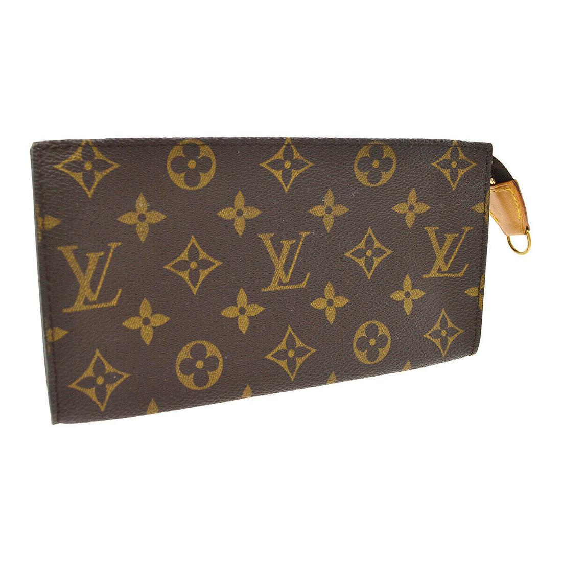 Authentic LOUIS VUITTON Pouch: Brand: LOUIS VUITTON Model: Pouch Country of Origin: France Material: PVC Color: Brown Size (Inch): W 7.5 x H 4.1 x D 0.8 " Size (CM): W 19.0 x H 10.5 x D 2.0 cm All Bidhaus items come with a 100 % mo