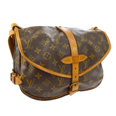 Authentic LOUIS VUITTON Saumur 30 Crossbody Strap: Brand: LOUIS VUITTON Model: Saumur 30 Crossbody Strap Country of Origin: France Material: Canvas Color: Brown Size (Inch): W 11.4 x H 9.1 x D 4.7 " Strap Drop. 18.9 - 22.4 " Size (CM): W 29.0 x H 23.0