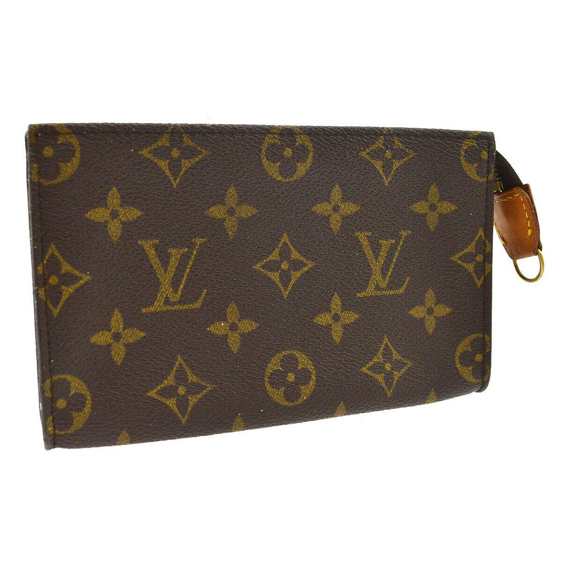 Authentic LOUIS VUITTON Pouch: Brand: LOUIS VUITTON Model: Pouch Country of Origin: France Material: PVC Color: Brown Size (Inch): W 6.7 Ã—H 4.1 Ã—D 0.8 " Size (CM): W 17.0 Ã— H 10.5 Ã—D 2.0 cm All Bidhaus items come wi