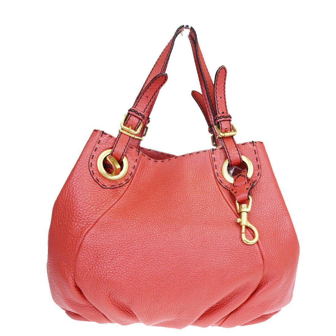 Authentic FENDI Shoulder Bag: Brand: FENDI Model: Shoulder Bag Country of Origin: Material: Leather Color: Red Size (Inch): W10.6X H11.8X D3.5"Size (CM): W27X H30X D9Cm All Bidhaus items come with a 100 % money-back authenticity g