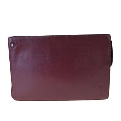 Authentic CARTIER Clutch: Brand: CARTIER Model: Clutch Country of Origin: Material: Leather Color: Bordeaux Size (Inch): W10.2X H6.7X D2"Size (CM): W26X H17X D5Cm All Bidhaus items come with a 100 % money-back authenticity gua