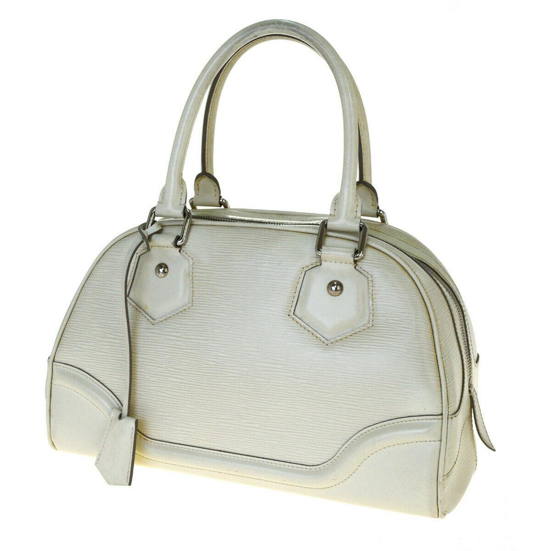 Authentic LOUIS VUITTON Hand Bag: Brand: LOUIS VUITTON Model: Hand Bag Country of Origin: France Material: Epi Leather Color: Off White Size (Inch): W13X H7.9X D6.7"Size (CM): W33X H20X D17Cm All Bidhaus items come with a 100 % money-