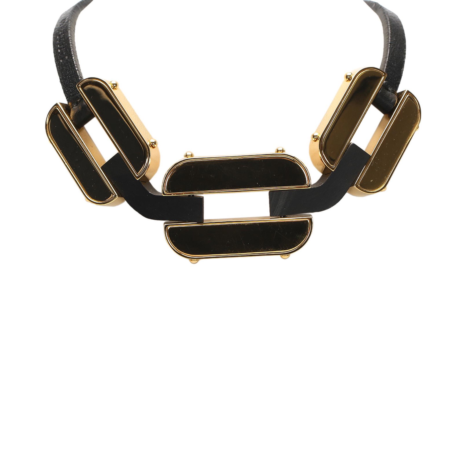 Authentic Fendi Chain Necklace: This necklace features a metal body and a lobster hook closure. Brand: Fendi Model: Chain Necklace Origin: Italy Category: Costume Necklace Color: Gold x Black Style: Others Material: Metal x Brass Co