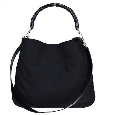 Authentic GUCCI Shoulder Bag: Brand: GUCCI Model: Shoulder Bag Country of Origin: Italy Material: Nylon Color: Black Size: 33Cm X 37Cm X 9Cm / 12.99 X 14.56 X 3.54 Handle Length 12Cm / 4.72 Strap Drop 39Cm / 15.35 All Bidhaus item