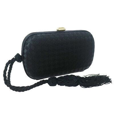 Authentic BOTTEGA VENETA Clutch: Brand: BOTTEGA VENETA Model: Clutch Country of Origin: Italy Material: Satin Color: Black Size (Inch): W 6.3 x H 3.7 x D 1.6 " Size (CM): W 16.0 x H 9.5 x D 4.0 cm All Bidhaus items come with a 100 %