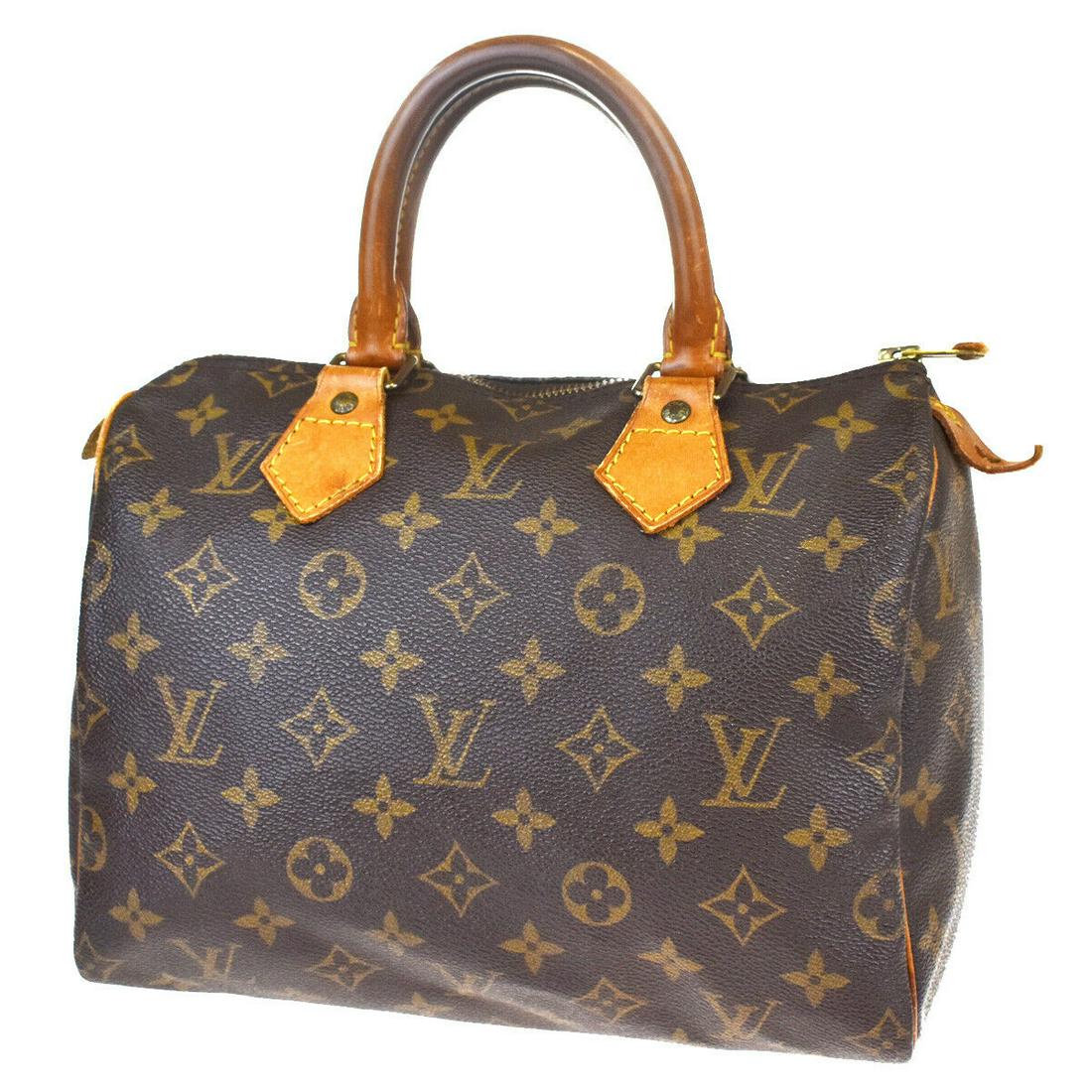 Authentic LOUIS VUITTON Hand Bag: Brand: LOUIS VUITTON Model: Hand Bag Country of Origin: Material: Monogram leather Color: Brown Size (Inch): W 9.8 X H 7.1 X D 5.1 "Size (CM): W 25 X H 18 X D 13 Cm All Bidhaus items come with a 100 %