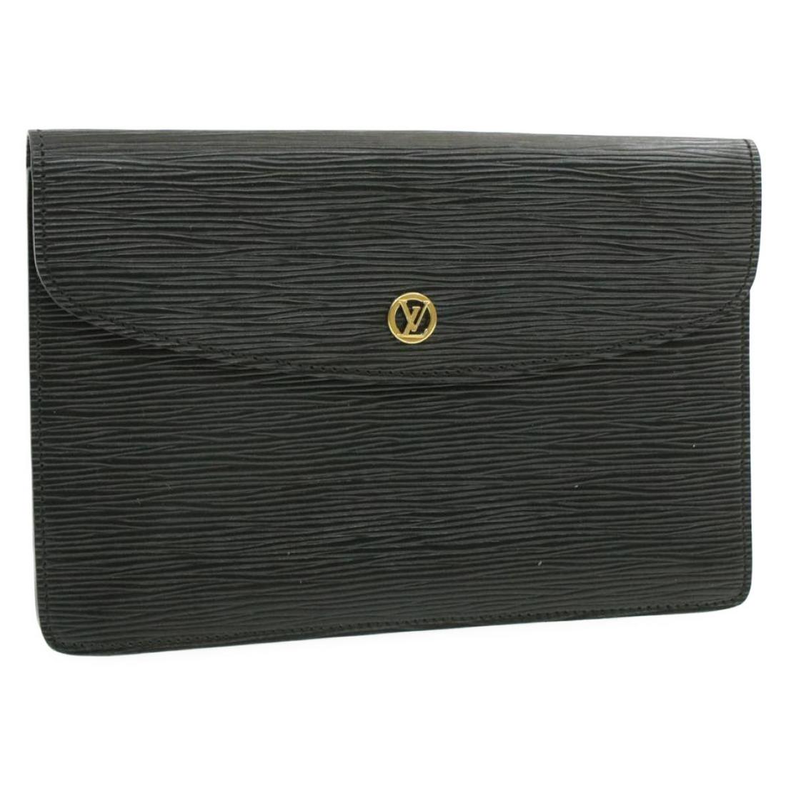 Authentic LOUIS VUITTON MONTAIGNE 23 Epi Leather Clutch: Brand: LOUIS VUITTON Material: Epi Leather Style: Clutch Bag Color: Black Size(inch): W9.05 x H5.9 x D1.57inch(Approx) Country of Origin: France Accessory: There is no item box and dust bag. We will s