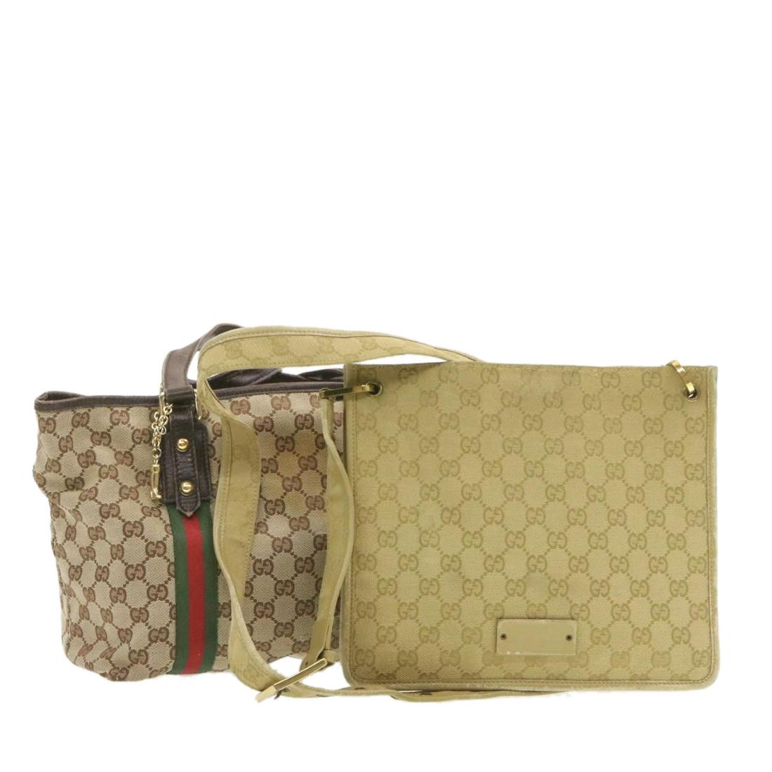 Authentic GUCCI Web Sherry Line GG Canvas Tote Bag: Brand: GUCCI Style: Shoulder Bag Material: Canvas Color: Beige/ Red/ Green Made In: - Size (Inches): W14.96 x H8.66 x D5.11inch / Shoulder Drop 8.66inch W10.23 x H9.05 x D2.36inch / Shoulder Drop 17.3