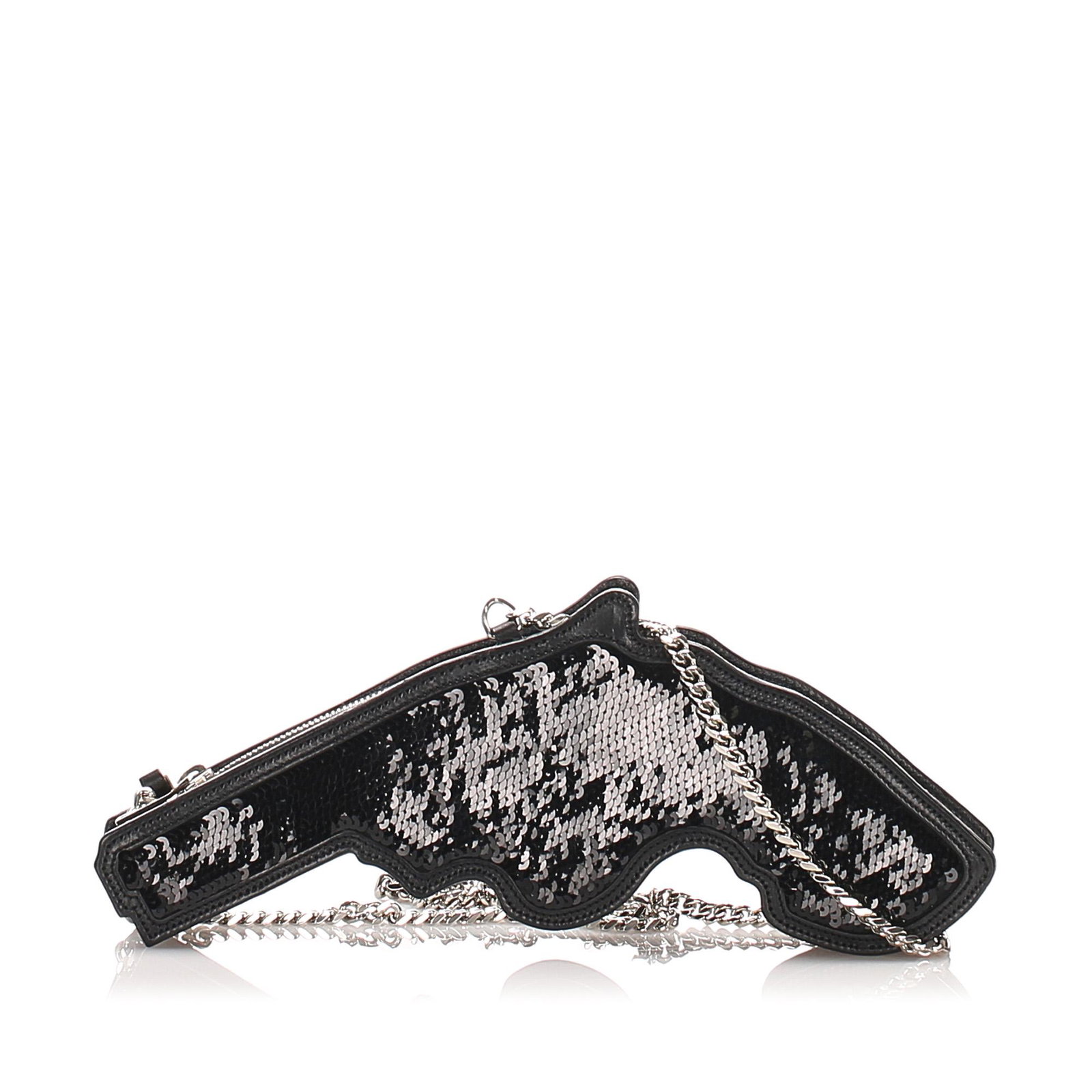 Authentic YSL Bo Gun Chain Sequined Shoulder Bag: The Bo Gun features a sequined body with leather trim silver-tone chain strap and a top zip closure. Brand: YSL Model: Bo Gun Chain Sequined Shoulder Bag Origin: France Category: Crossbody Bag Color: 