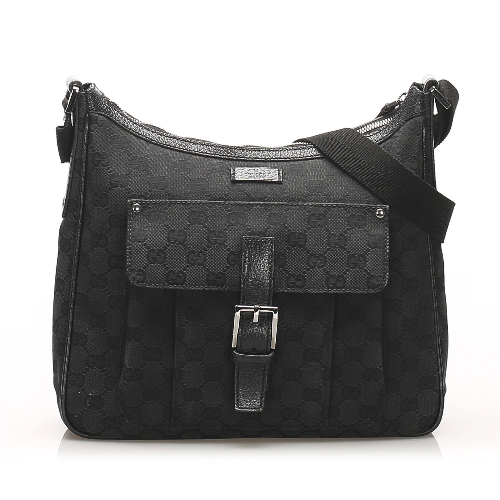 Authentic Gucci GG Canvas Crossbody Bag: This crossbody bag features a canvas body exterior front flap pocket flat strap top zip closure and interior zip pocket. Brand: Gucci Model: GG Canvas Crossbody Bag Origin: Italy Category: Crossbody B