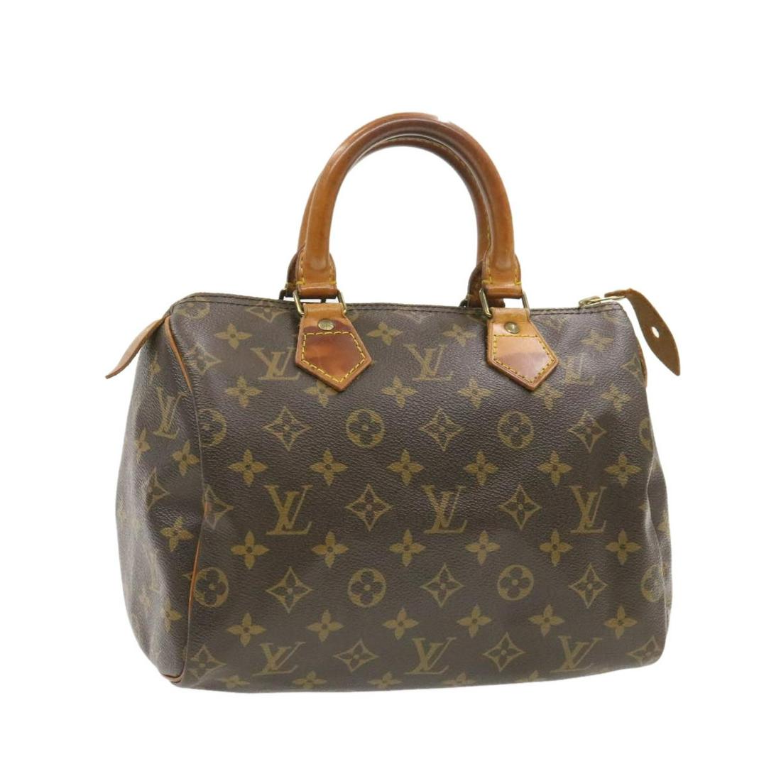 Authentic LOUIS VUITTON SPEEDY 25 Monogram Canvas Hand: Brand: LOUIS VUITTON Material: Monogram Canvas Style: Hand Bag Color: Monogram Size(inch): W10 x H7.5 x D6"(Approx) Country of Origin: France Accessory: There is no item box and dust bag. We will send