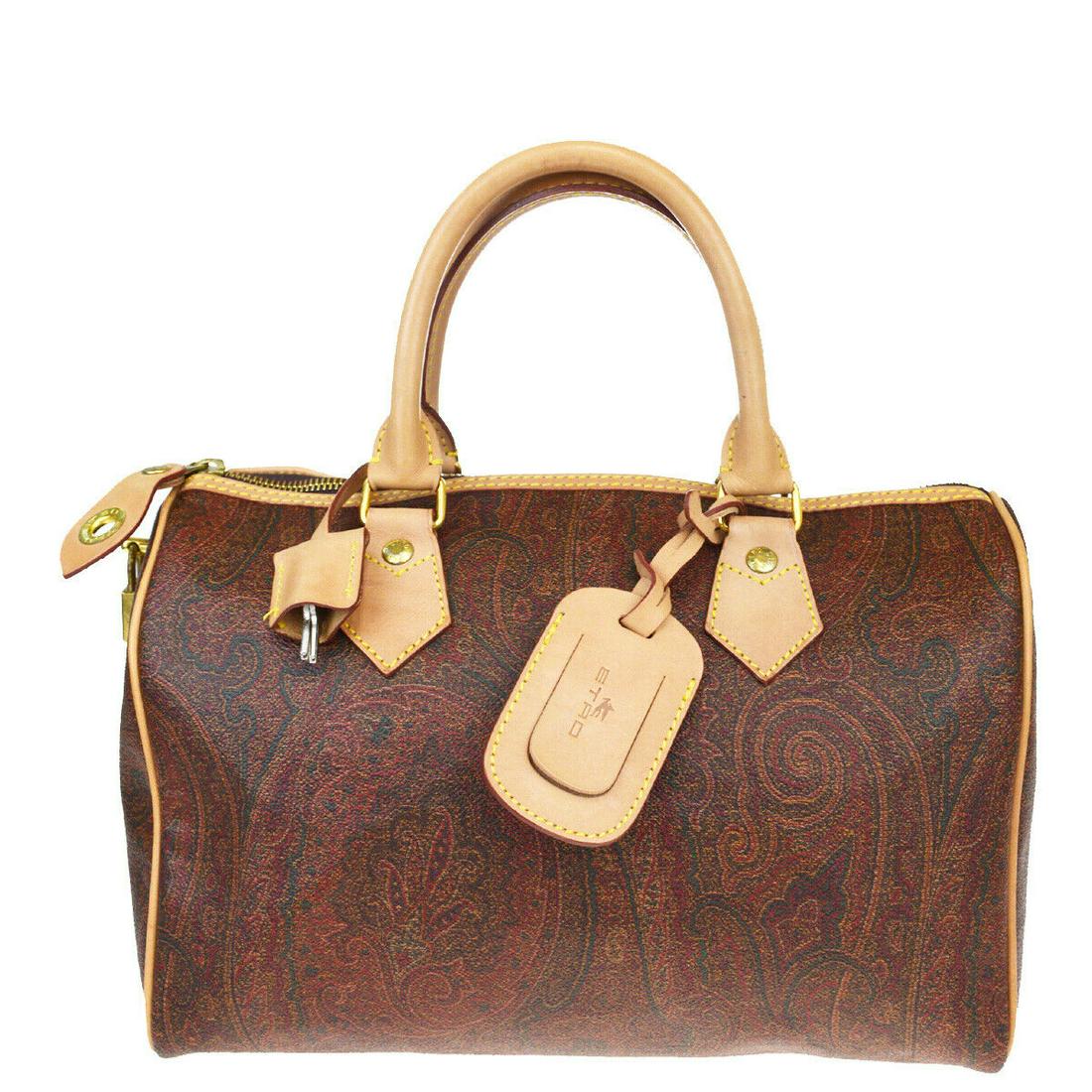 Authentic ETRO Hand Bag: Brand: ETRO Model: Hand Bag Country of Origin: Italy Material: PVC Leather Color: Bordeaux Size (Inch): W11.8X H7.9X D6.1"Size (CM): W30X H20X D15.5Cm All Bidhaus items come with a 100 % money-back au