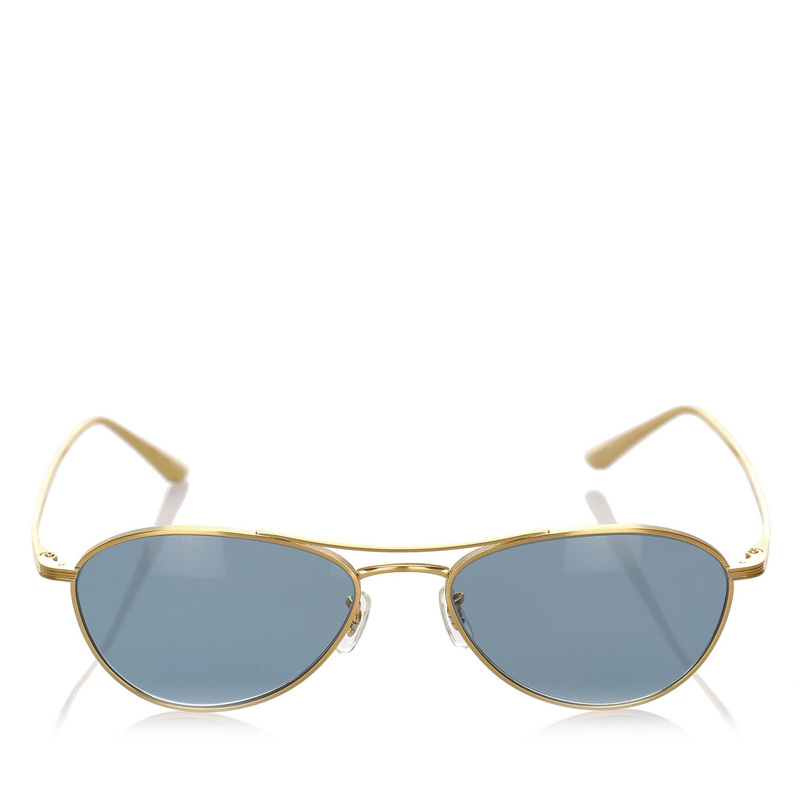 Authentic Oliver Peoples Aero La Aviator Tinted: These sunglasses feature a metal body with tinted lenses. Brand: Oliver Peoples Model: Aero LA Aviator Tinted Sunglasses Origin: USA Category: Sunglasses Color: Blue x Light Blue x Gold Style: Others 