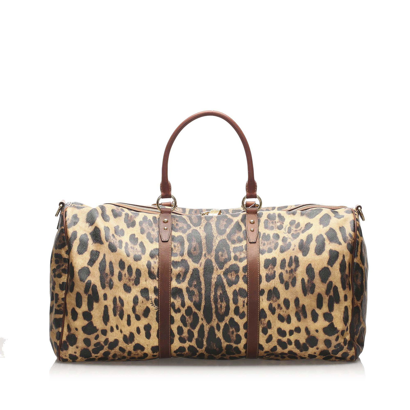 Authentic Dolce&Gabbana Leopard Print Travel Bag: This travel bag features a pvc body with leather trim rolled leather handles a top zip closure and interior zip and slip pockets. Brand: Dolce&Gabbana Model: Leopard Print Travel Bag Origin: Italy Cat