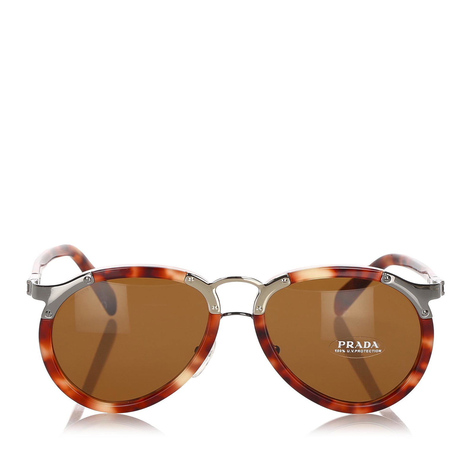 Authentic Prada Aviator Tinted Sunglasses: These sunglasses feature an acetate body with tinted lenses. Brand: Prada Model: Aviator Tinted Sunglasses Origin: Italy Category: Sunglasses Color: Brown x Multi Style: Others Material: Plastic x Oth