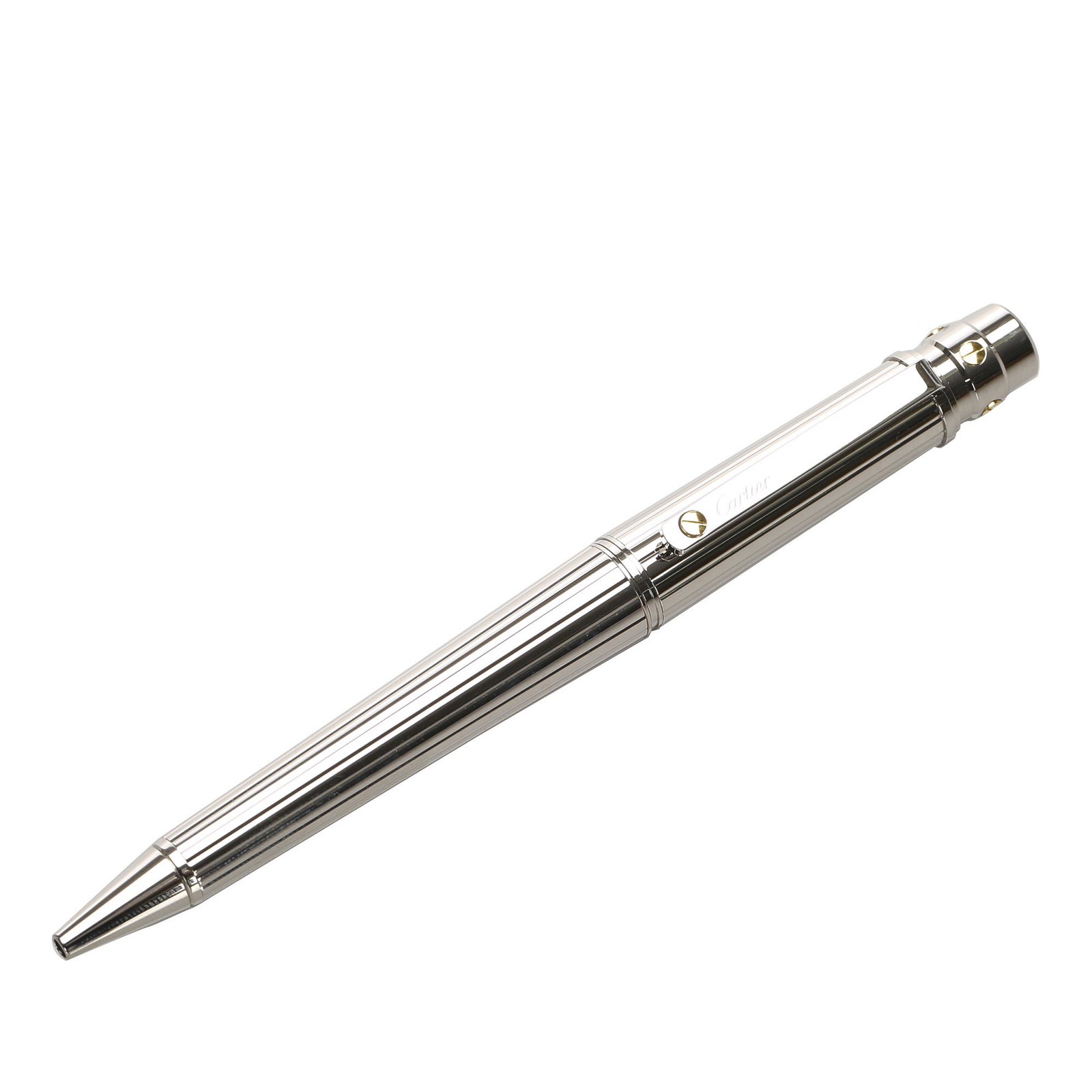Authentic Cartier Silver Ballpoint Pen: This ballpoint pen features a silver tone body. Brand: Cartier Model: Silver Ballpoint Pen Origin: France Category: Other Accessories Color: Silver Style: Others Material: Metal x Others Condition: AB