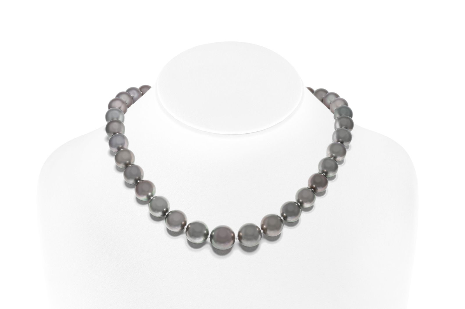 Authentic South Sea Black Pearl Necklace: Pearl necklace finely crafted in 18k gold with diamonds on the claps weighing approximately a total of 1.00 carat. Circa 2000. All Bidhaus items come with a 100% money-back authenticity guarantee. ALL