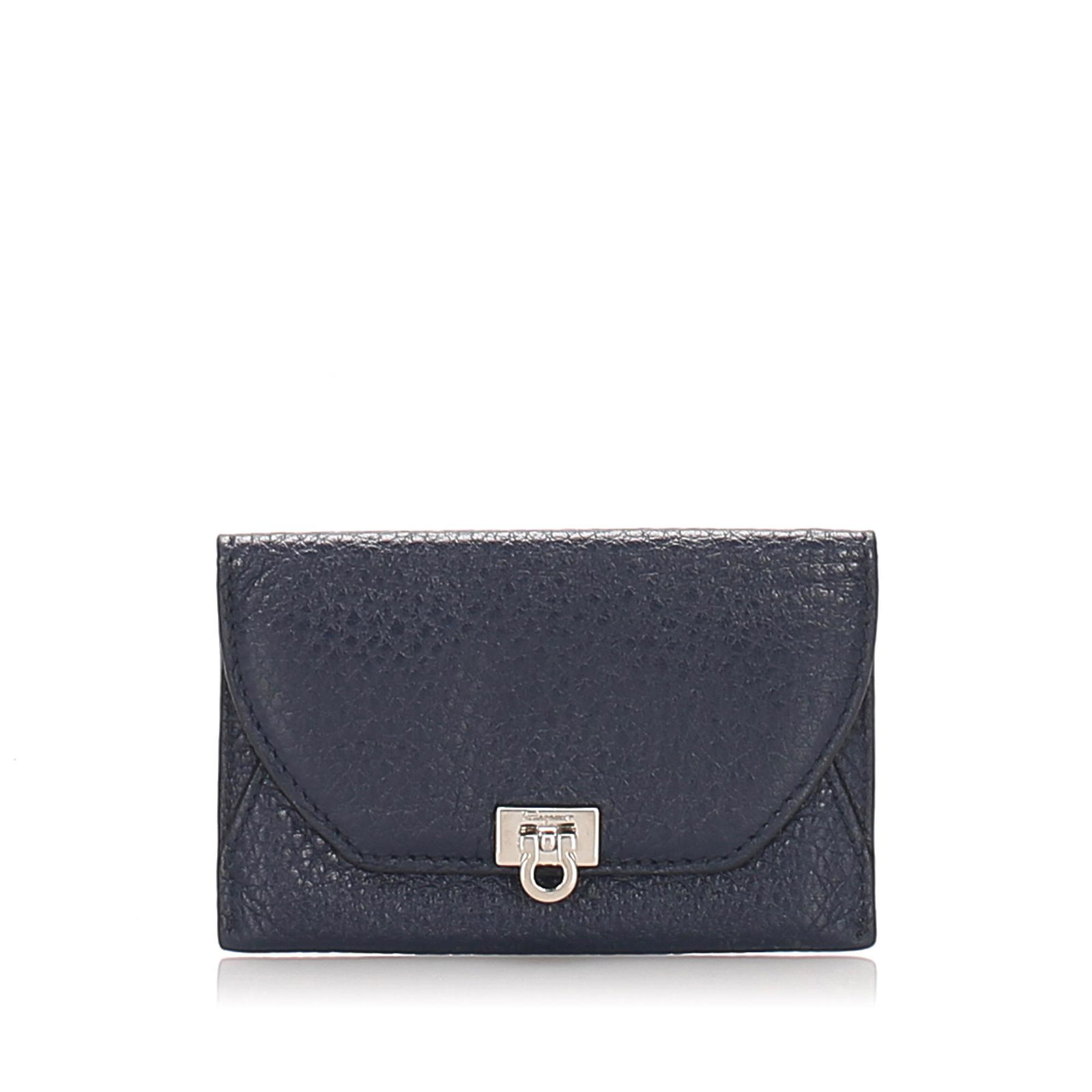 Authentic Ferragamo Gancini Leather Card Case: This card case features a leather body and interior slip pockets.Brand: Ferragamo Model: Gancini Leather Card Case Origin: Italy Category: Card Holder Color: Blue Style: Gancini Material: Leather x Ca