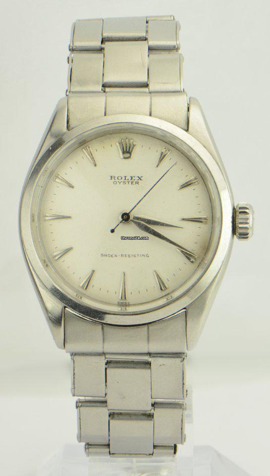 Authentic Rolex Oyster Stainless Steel White Dial REF:: Basic Info Listing number: 25MU24 Brand: Rolex Reference number: 6480 Movement: Manual winding Case material: Steel Bracelet material: Steel Year of production 1945 Condition Good (Light signs of wear