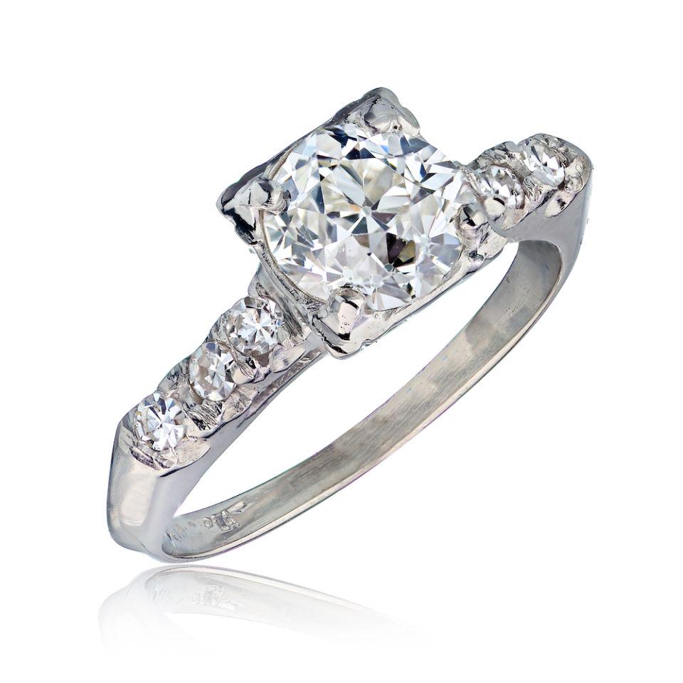 Vintage 1.13 Old European Cut Diamond Engagement Ring: Type: Solitaires Finger Size: 5.5 Style: Vintage Metal: Platinum Grams: 4.1 Exact Diamond Weight: 1.13 Cts Other Details: 1.13 Old European Cut Diamond Engagement All Bidhaus items come with a 100% mo