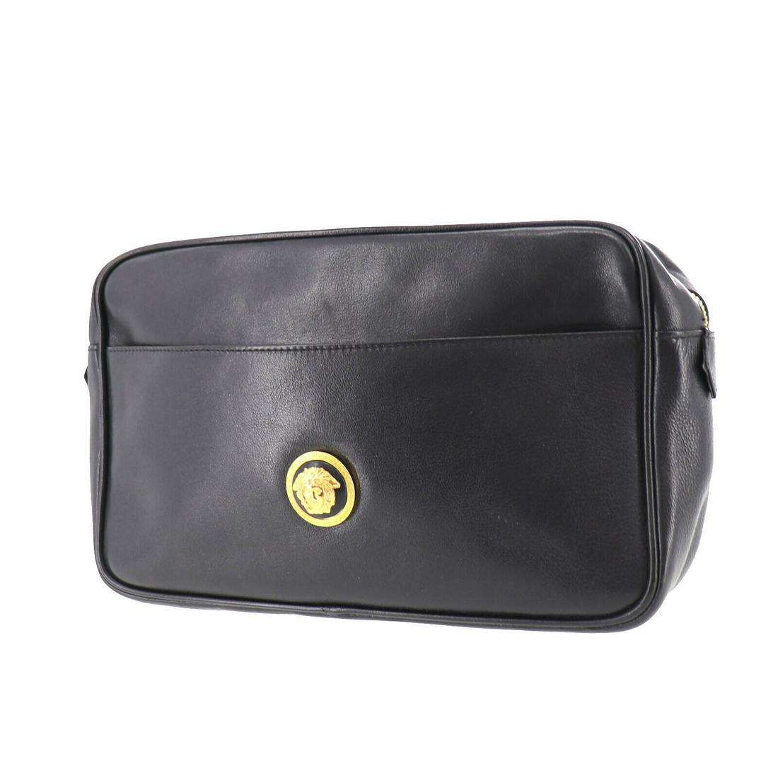 Authentic GIANNI VERSACE Clutch: Brand: GIANNI VERSACE Model: Clutch Country of Origin: Unknown Material: Leather Color: Gold Bag Length: 10.6 Bag Height: 6.6 Bag Depth: 2.5 All Bidhaus items come with a 100 % money-back authenticity