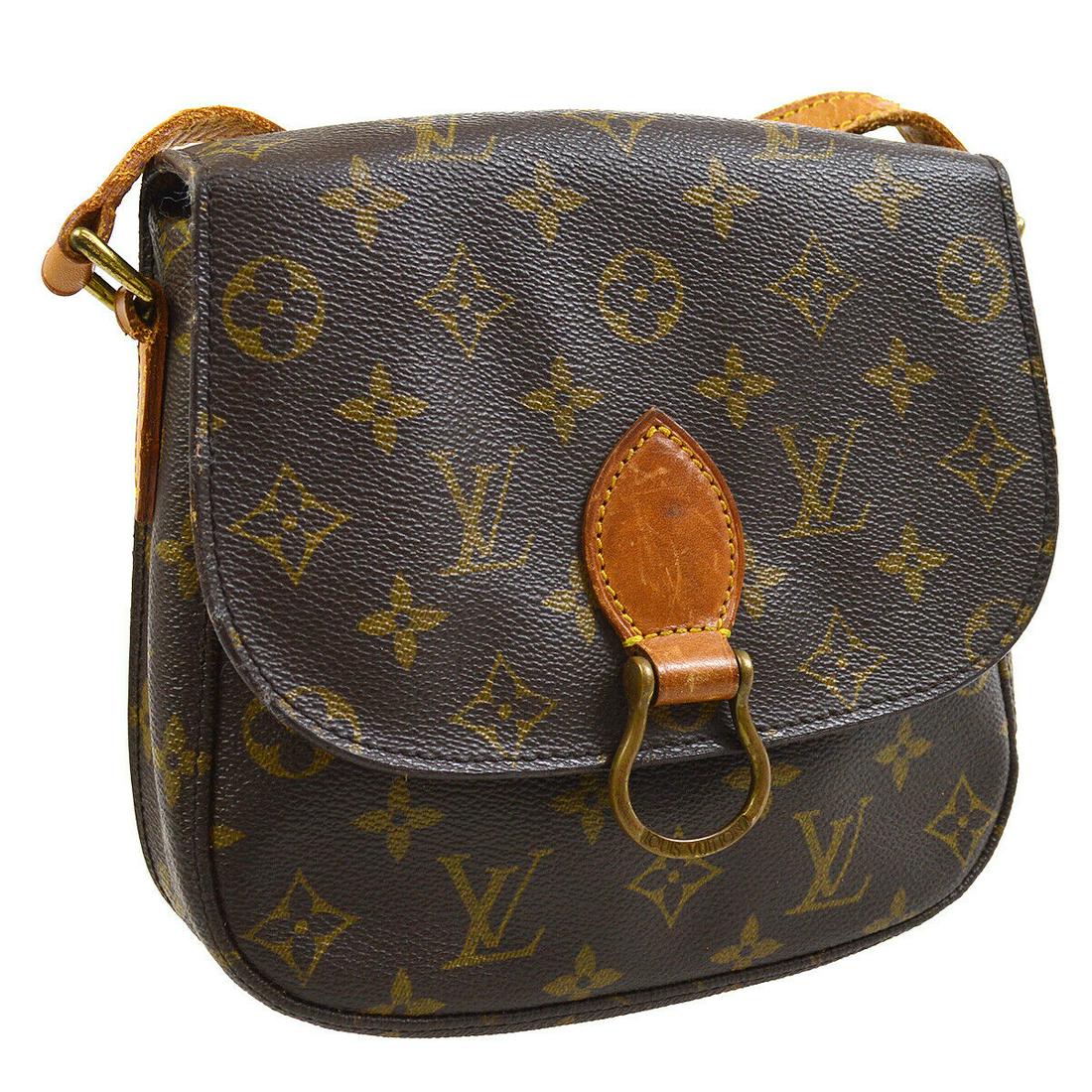 Authentic LOUIS VUITTON Saint Cloud Mm Crossbody Strap: Brand: LOUIS VUITTON Model: Saint Cloud Mm Crossbody Strap Country of Origin: France Material: Leather Color: Brown Size (Inch): W 7.5 x H 6.7 x D 2.4 " Strap Drop. 17.7 - 21.3 " Size (CM): W 19.0 x H