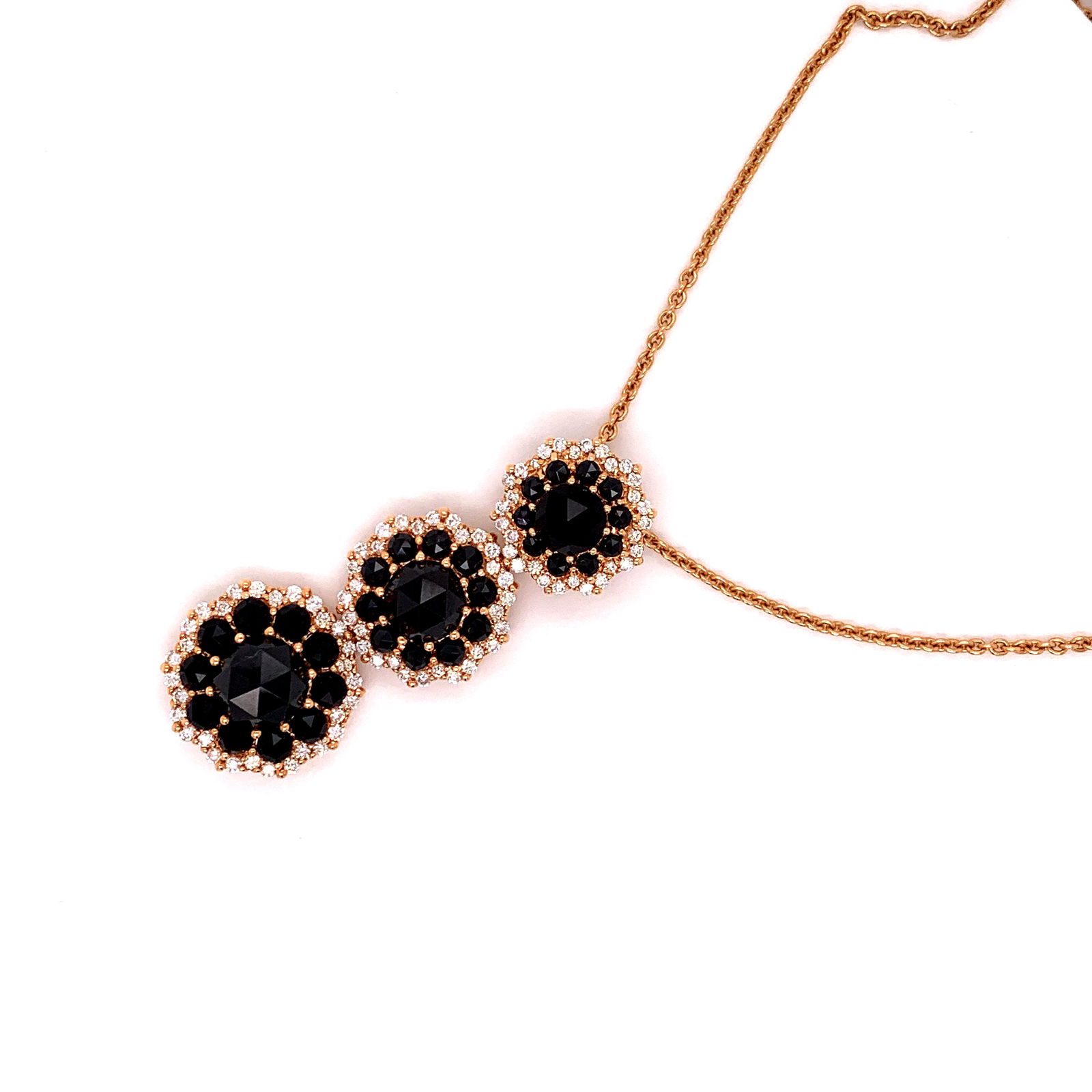 Crivelli Pendant: Jewelry Type : Pendant Jewelry Style : Pendant with Chain Metal Type : 18KR Brand : Crivelli Center Stone : Stone Type : Onyx Center Stone : Shape : Round Center Stone : Quantity : 3.00 Side Stone 1 :