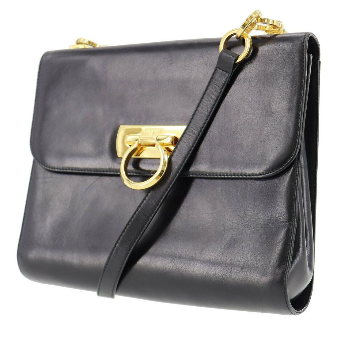 Authentic SALVATORE FERRAGAMO Shoulder Bag: Brand: SALVATORE FERRAGAMO Model: Shoulder Bag Country of Origin: Italy Material: Leather Color: Black Bag Length: 8.8 Bag Height: 7.4 Bag Depth: 1.9 All Bidhaus items come with a 100 % money-back aut