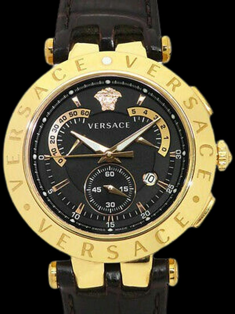 Authentic VERSACE V Race Chrono 23C80D008S497 Men's: Name V Race Chrono Model: 23C80D008S497 Model year unknown Type Men's Color black Species Quartz watch Material Pink gold plating (buckle: including genuine product) / leather (genuine product) / glas