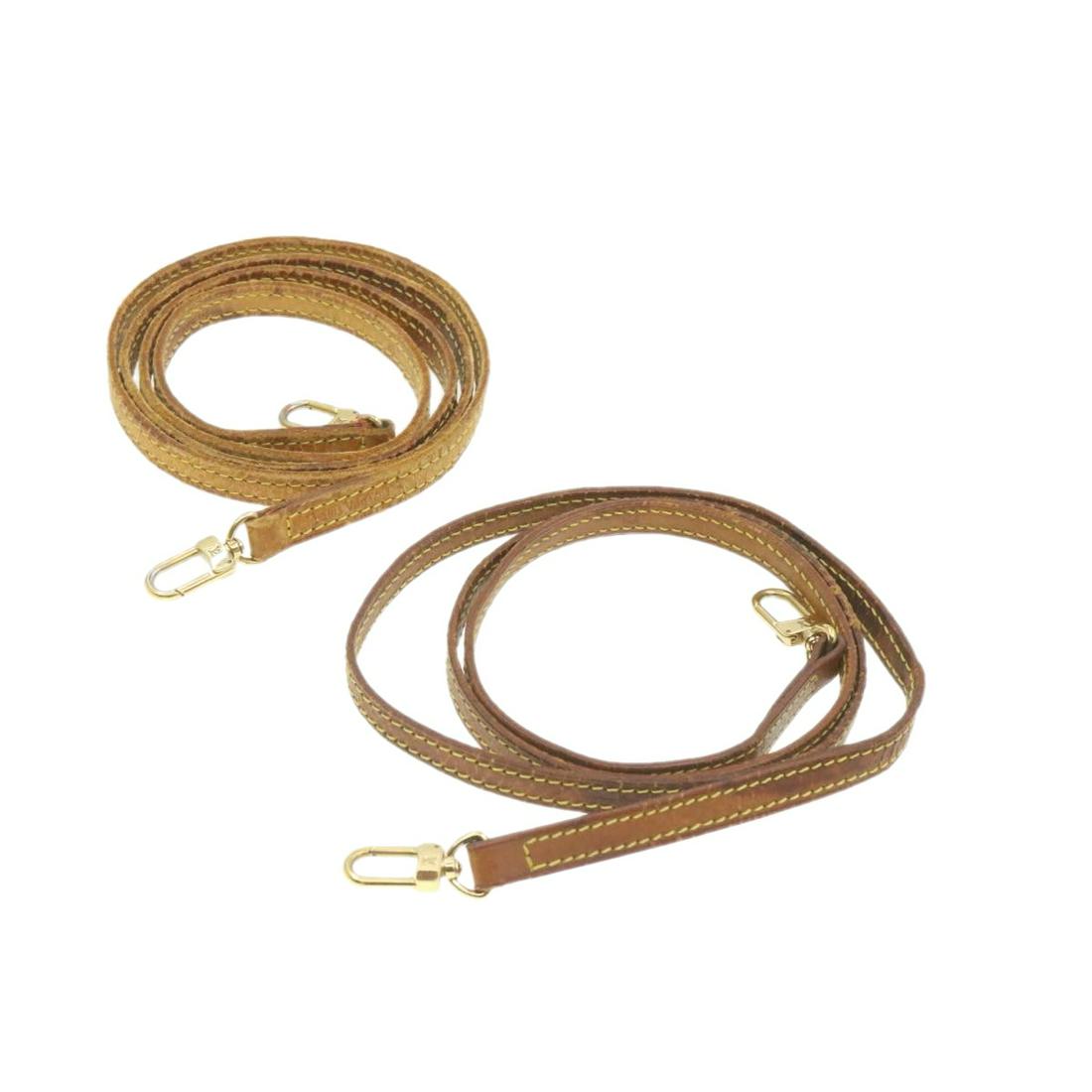 Authentic LOUIS VUITTON Leather Shoulder Strap: Brand: LOUIS VUITTON Material: Leather Style: Shoulder Strap Color: Beige Size(inch): Length 49.21” Width 0.47"(Approx) Country of Origin: - Accessory: There is no item box and dust bag. We will