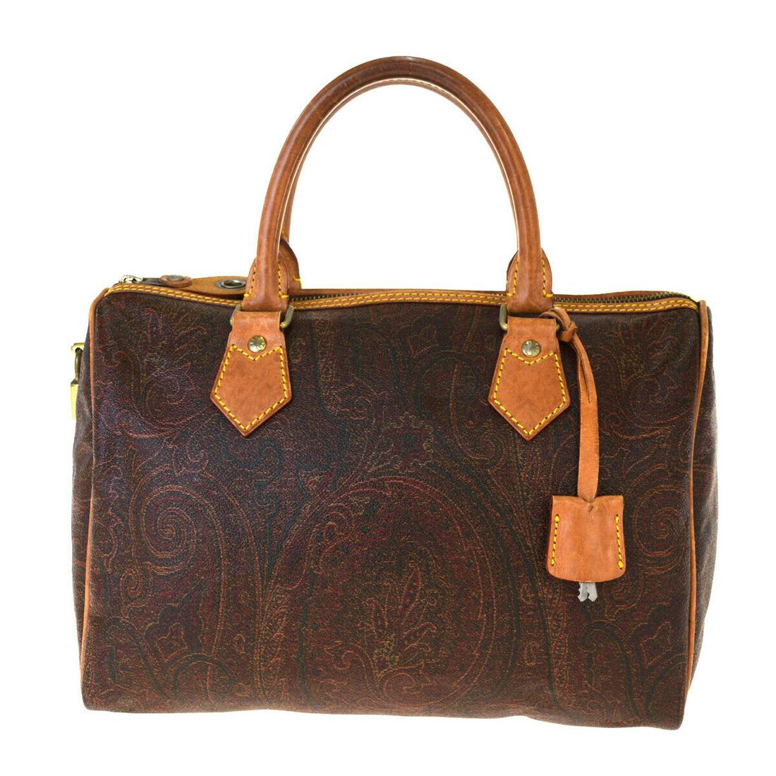 Authentic ETRO Hand Bag: Brand: ETRO Model: Hand Bag Country of Origin: Italy Material: PVC Leather Color: Bordeaux Size (Inch): W11.8X H7.9X D5.9"Size (CM): W30X H20X D15Cm All Bidhaus items come with a 100 % money-back auth