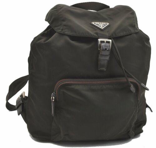 Authentic PRADA Backpack: Brand: PRADA Model: Backpack Country of Origin: Italy Material: Nylon Color: Khkai Bag Length: 10.2inches (26cm) Bag Height: 11.8inches (30cm) Bag Depth: 5.5inches (14cm) All Bidhaus items come with a