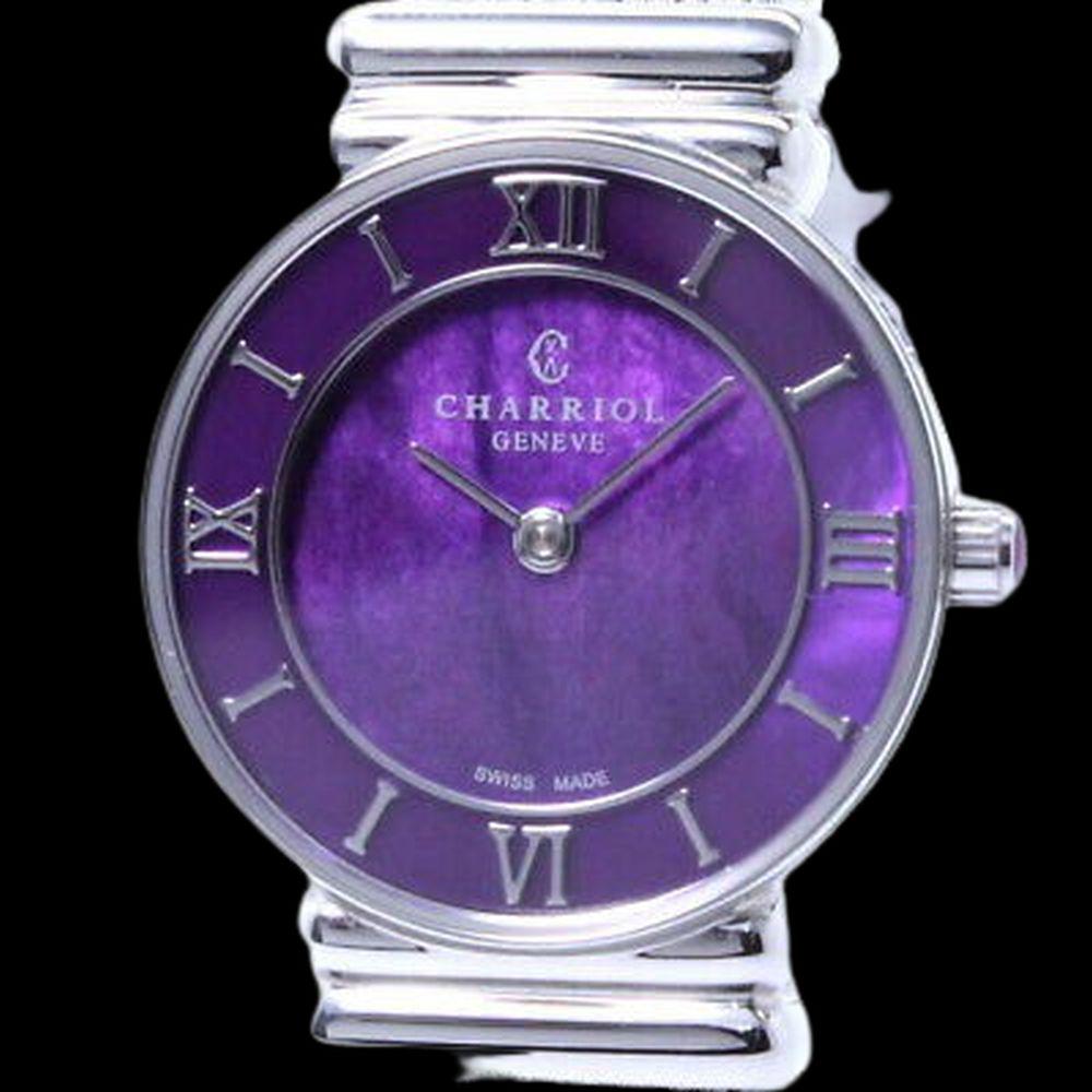 Authentic Charriol Saint Tropez Plum Bangle Quartz SS: Charriol Saint Tropez Plum Bangle Quartz SS Purple Shell Ladies Watch Brand: Charriol Product name Saint Tropez Model: 028SPI.540.553 Size Case diameter: About W24 (mm) Belt size maximum: approx. 17 (