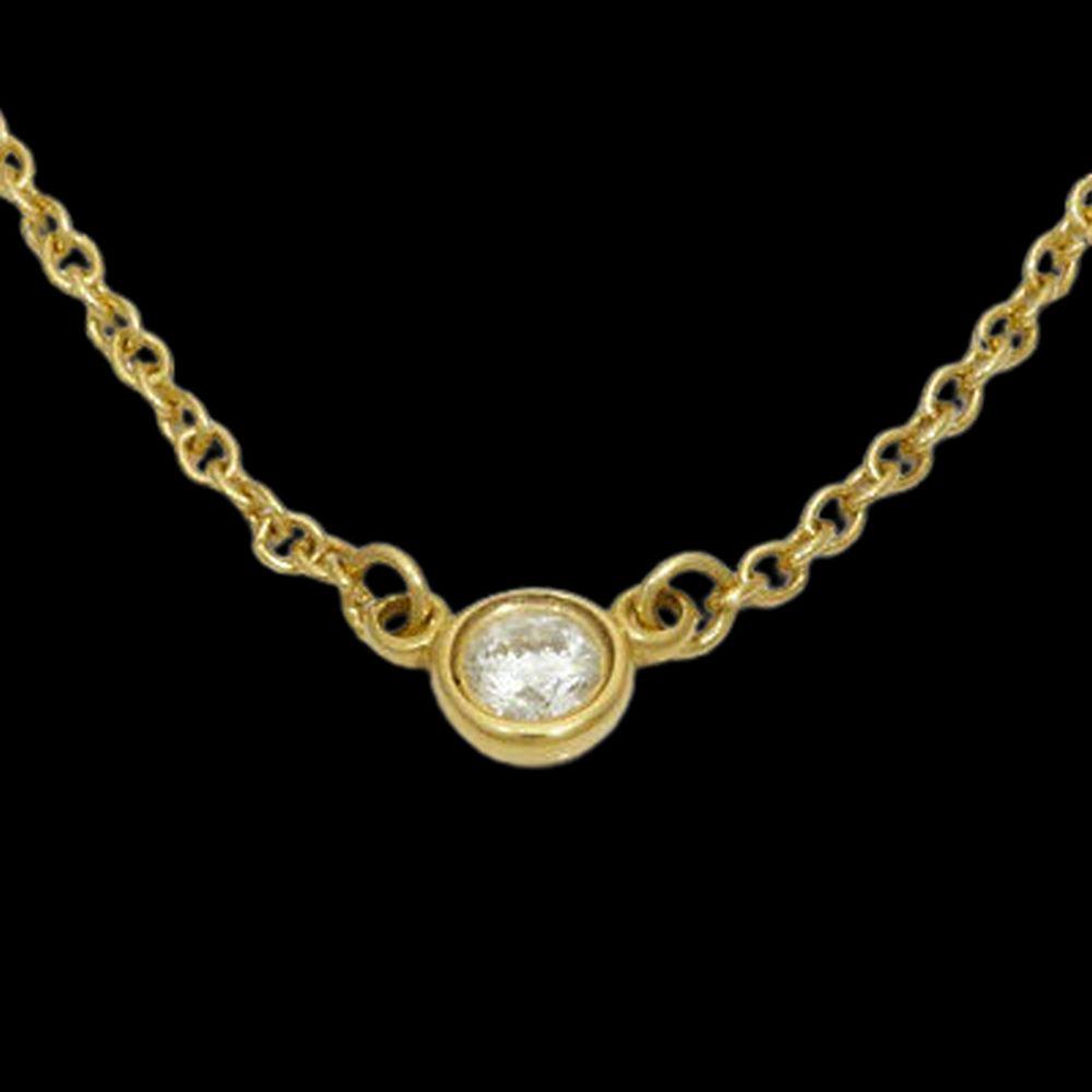 Authentic TIFFANY & CO. Necklace K18 Diamond by the: A tiffany visor yard pendant with a single diamond adorning the chest. The design is simple and easy to use. (C) PERETTI on the plate AU750 on the pulling wheel and AU750 TIFFANY & Co. on the plate co