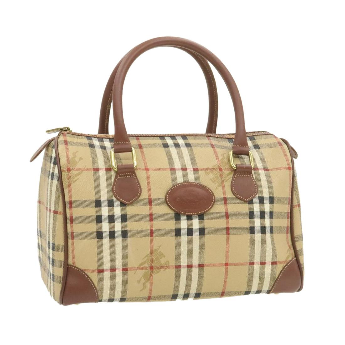 Authentic BURBERRY Canvas Hand Bag: Brand: BURBERRY Material: Canvas Style: Hand Bag Color: Beige Size(inch): W11.81 x H7.48 x D6.29inch(Approx) Country of Origin: - Accessory: There is no item box and dust bag. We will send only the it