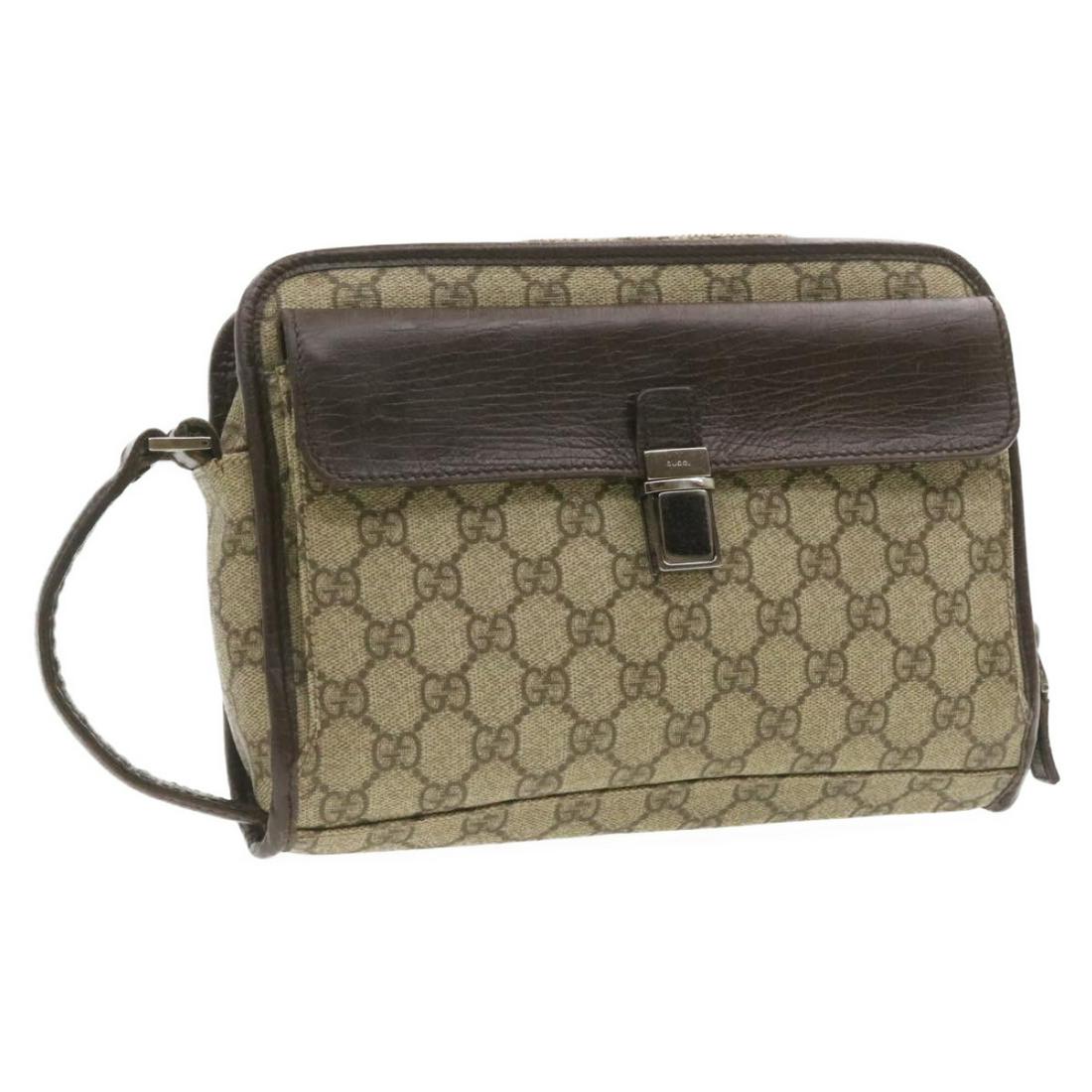 Authentic GUCCI PVC Leather Clutch Bag: Brand: GUCCI Material: PVC Leather Style: Clutch Bag Color: Beige Size(inch): W9.84 x H7.08 x D2.36inch(Approx) Country of Origin: Italy Accessory: There is no item box and dust bag. We will send only