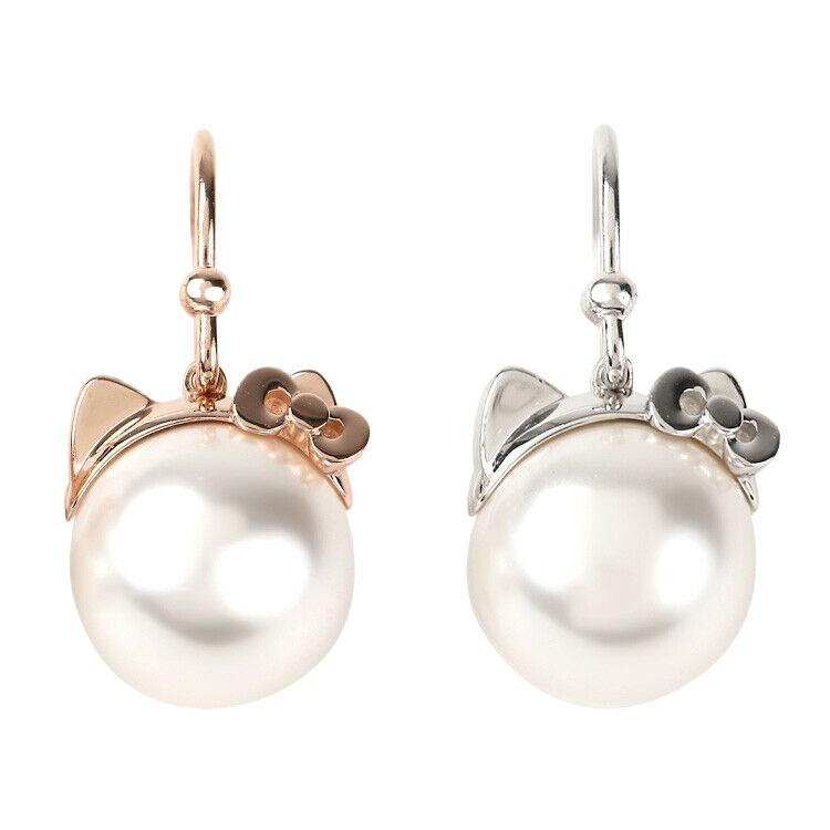 Authentic Sanrio Earrings Hello Kitty Cat Ear Ladies: Condition: New Item size is 23mm 10mm Materials: Body: 925 silver Synthetic Pearl Pink gold color (pink gold plated) Silver color (rhodium plating) What you see in the pictures is all you receive. Pic