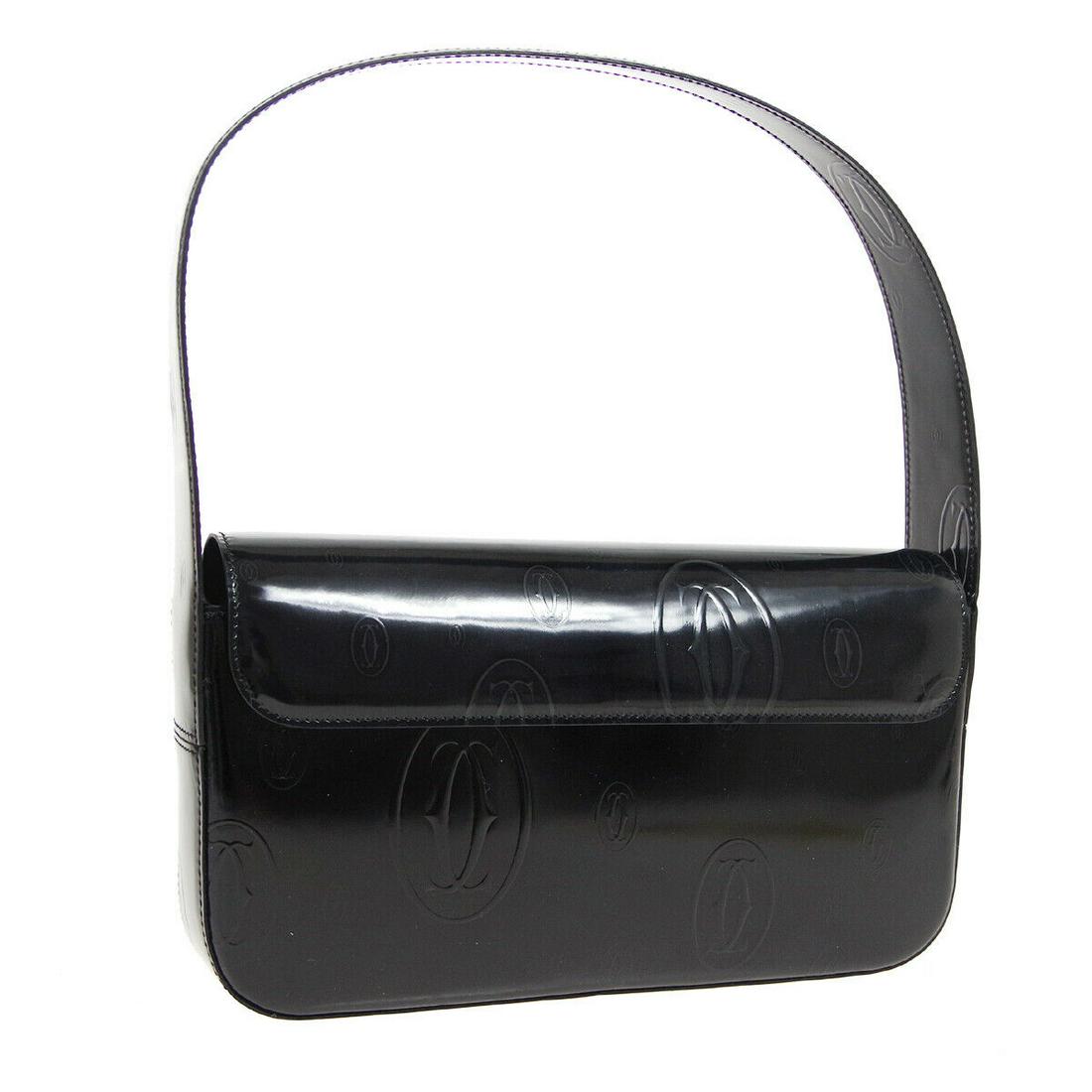 Authentic CARTIER Hand Bag Top Handle: Brand: CARTIER Model: Hand Bag Top Handle Country of Origin: France Material: Fabric Color: Black Size (Inch): W 9.6 x H 5.5 x D 1.8 " Handle Drop. 5.9 " Size (CM): W 24.5 x H 14.0 x D 4.5 cm Handle D